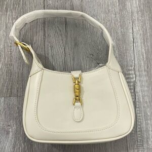 Commense Cream Shoulder Bag with Gold Accents